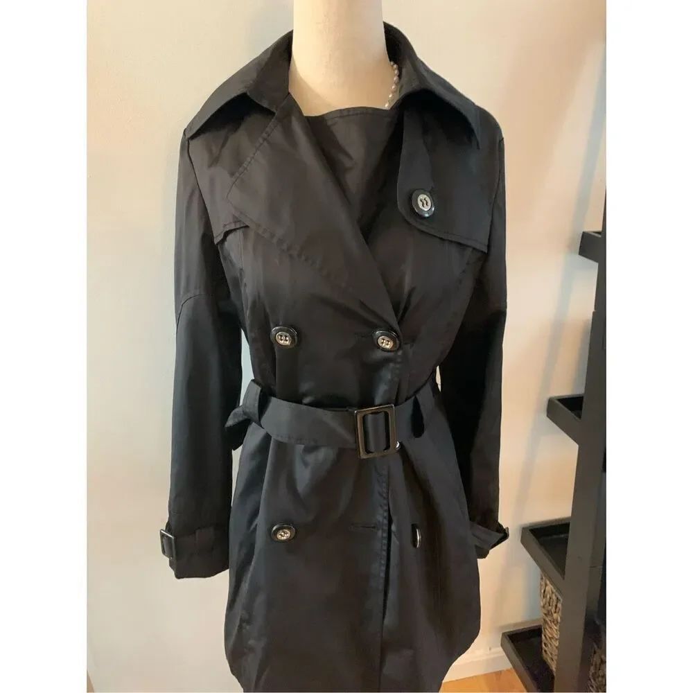 White House black market black trenchcoat, size small